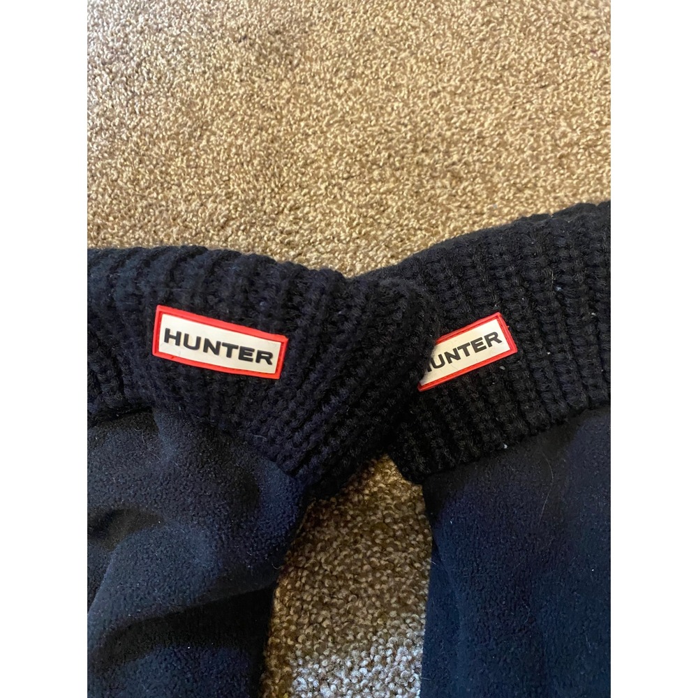 Hunter Boot Socks Tall Fleece Knit Cuff Large Black Rain Preppy Utility Fall - Picture 5 of 7